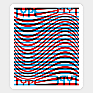 Type Wave (Cyan Red Black) Sticker